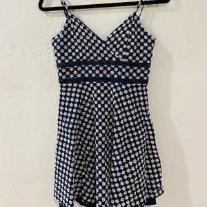 Navy and White Embroidered Trixxi Dress Small